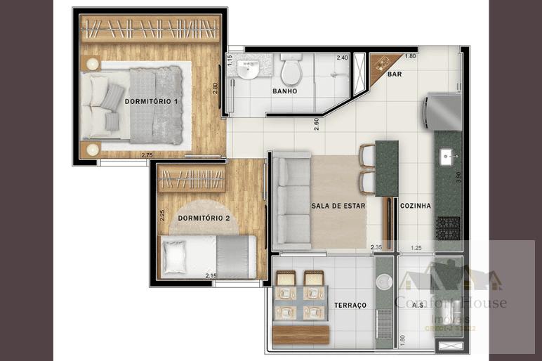 Casa, 2 quartos, 37 m² - Foto 6